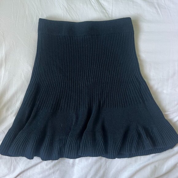 Free people black knit midi skirt with ruffled bottom - Picture 1 of 4